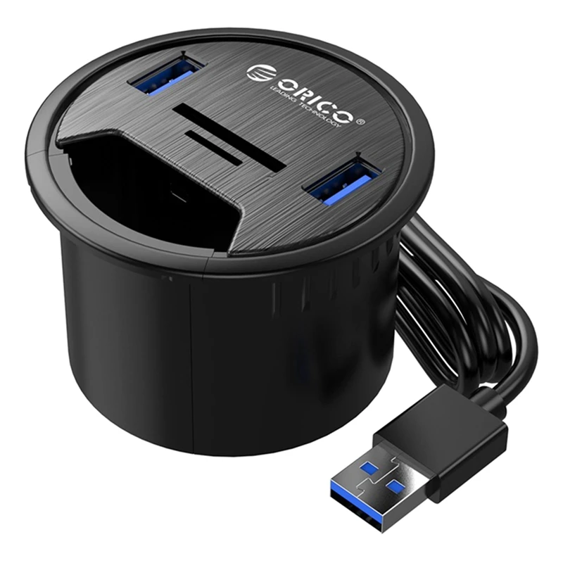 

ORICO Desk Hole Hub 2 Port USB3.0 Card Reader SD&TF Card Slot Hub Computer Multi-Port Expansion with Dust Cover