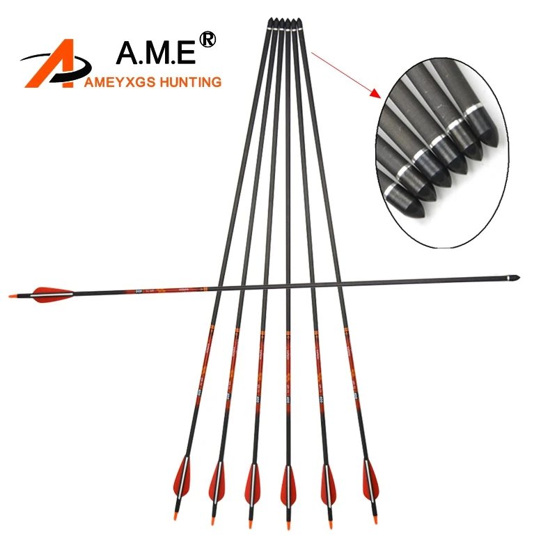 Стрелы из чистого карбона длина стрелы 30 дюймов 3/6 красных и белых 3 дюйма перья