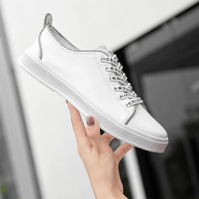 Мужская повседневная обувь из натуральной кожи Летние дышащие мягкие кроссовки