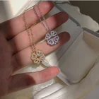 Модное ожерелье Lucky с четырьмя листьями клевера для женщин, золотая цепочка из нержавеющей стали, магнит любви, чокер с подвеской в форме сердца ювелирные изделия