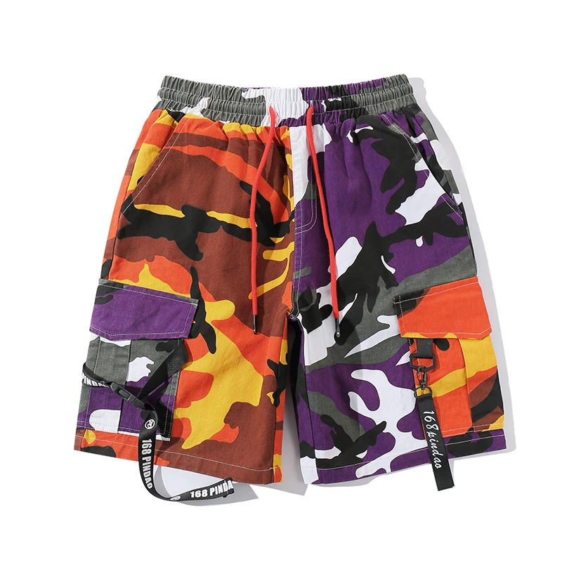 Шорты карго мужские с эластичным поясом хлопок камуфляжные короткие штаны