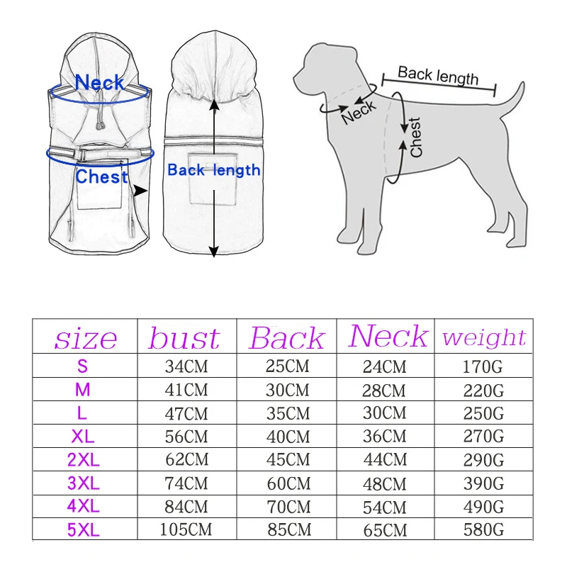 

2020 New Dog Clothes Spring And Summer Clothes Simple And Generous Cloak-Style Reflective Raincoat Hooded Windproof Raincoat