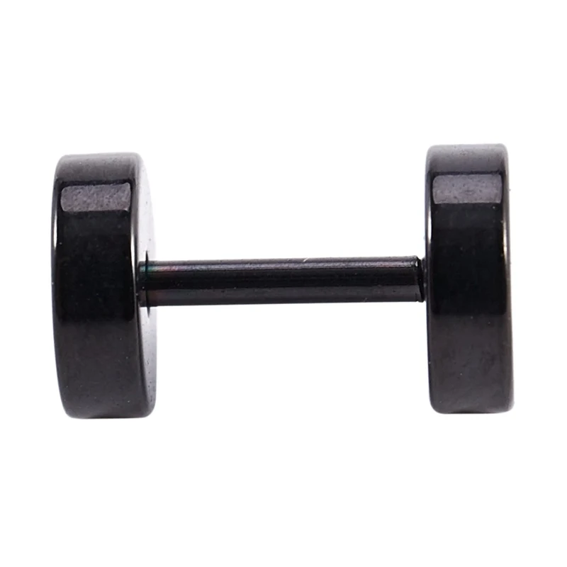 Стальные серьги с искусственным расширителем черного цвета 6 мм|Серьги-гвоздики|