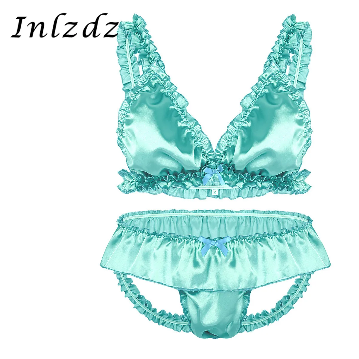 Мужское нижнее белье атласное эластичное женское с оборками эротический