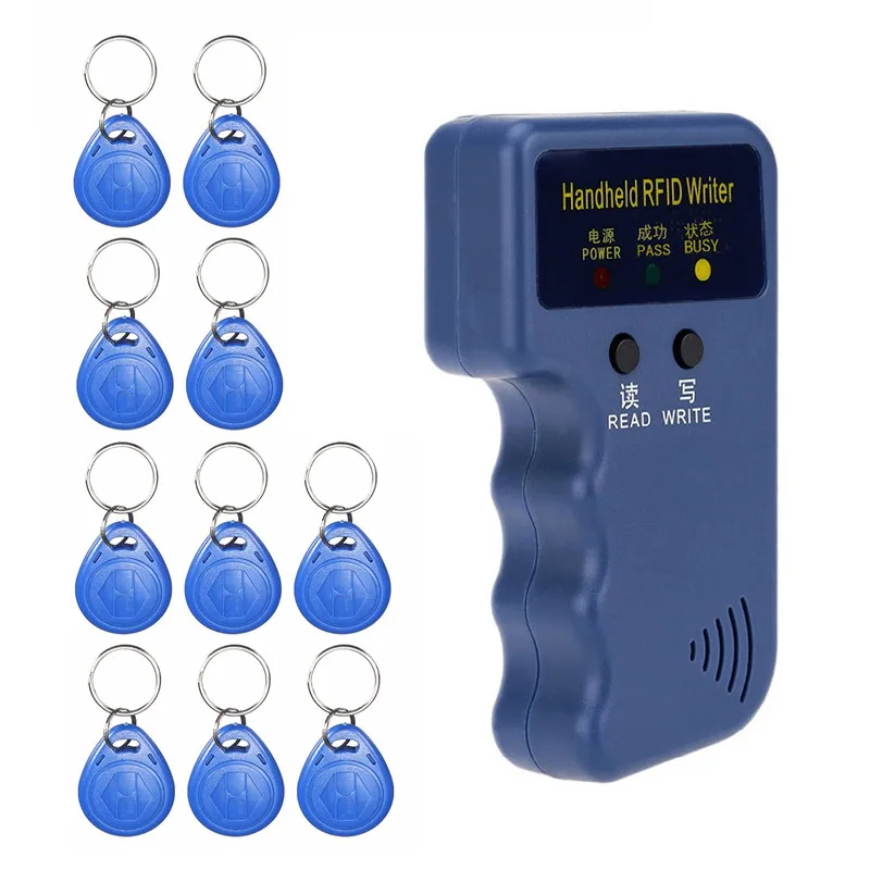 As shown Дверный Ручной 125 кГц RFID Дубликатор копировальный аппарат писатель программист считыватель ID карты запись; копирование дубликатор+ 10 шт. метки с перезаписью карты - Цвет: As shown