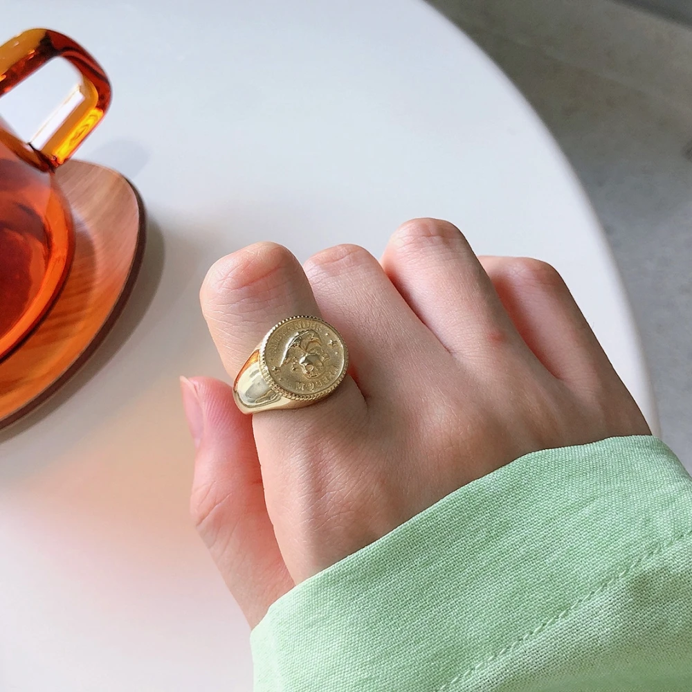 Минималистичное кольцо в виде головы дикого хипстера с животным серебряное