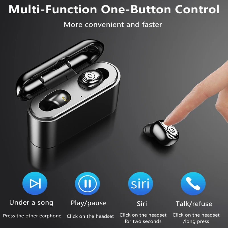 TWS стереонаушники X8 с поддержкой Bluetooth и зарядным футляром на 2200 мА · ч|Наушники