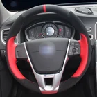 Красные кожаные черные замшевые чехол рулевого колеса автомобиля для Volvo S60 V40 V60 V70 2014 XC60