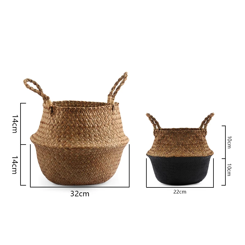 

2 Pcs/set Panier Osier Boho Wicker Storage Baskets Rattan Bamboo Basket Organizer for Fruit Folding for Organizing Cestas Mimbre