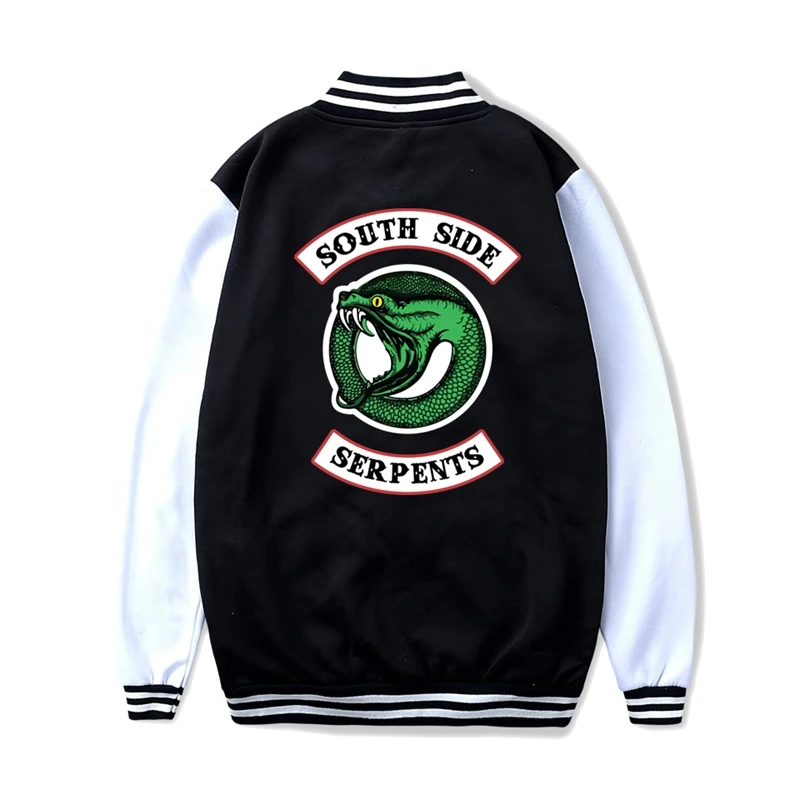 

Riverdale South Side Serpents Printing Autumn And Winter Korean Female Harajuku Style Couples Patchwork Baseball Uniform Jacket