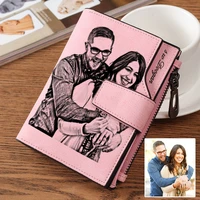 new personalized photo wallet for women pu leather short tri fold engraved picture wallets purse gift for her girl wife birthday