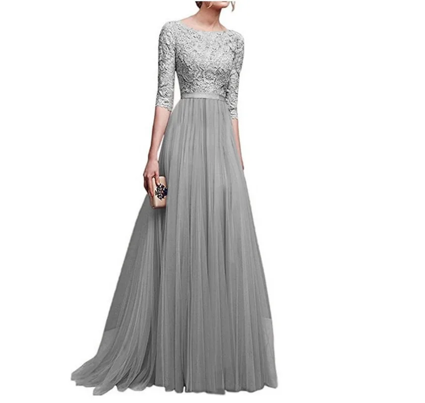 Кружевное вечернее платье с длинными рукавами бордовое шифоновое элегантное