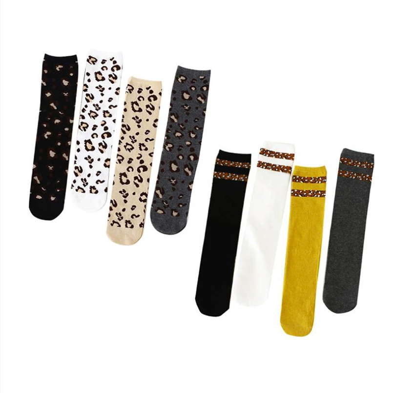 Носки для девочек 2 12 лет классные до колена с леопардовым принтом высокие гольфы