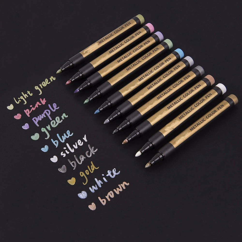 

10pcs/set DIY Metal Permanent Paint Markers Stationery Craftwork Pen for Student Kids Party Card Decoration Car Tyre Tire Tread