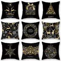 christmas cushion cover 4545cm christmas pillowcase new golden elk gift print home decor sofa pillow case cover chirstmas decor