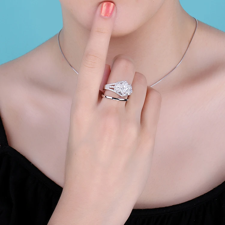 JewelryPalace 3 камня Разделение хвостовиком 2ct маркиза кубический цирконий Свадебные Обручение кольцо стерлингового серебра 925