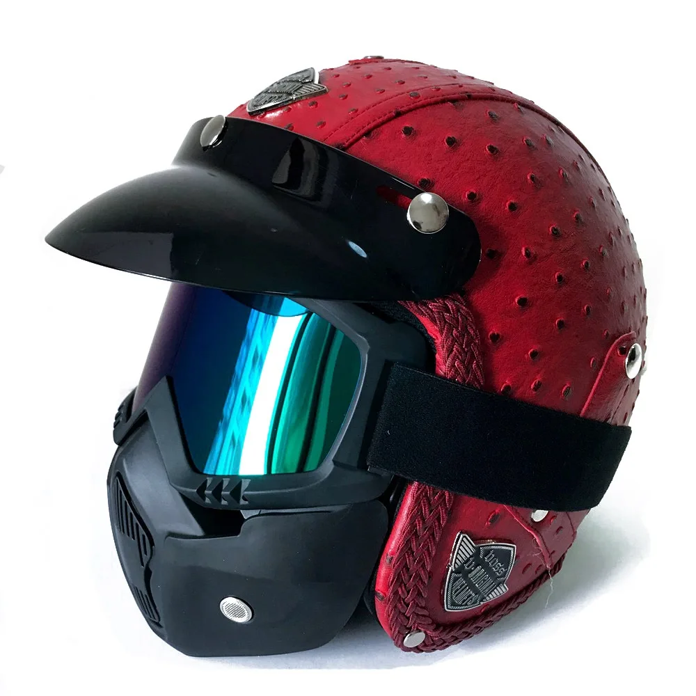 Мотоциклетный шлем в стиле ретро винтажный для мотокросса на все лицо с открытым