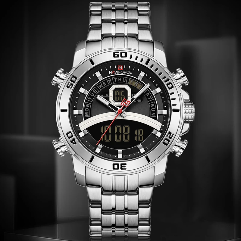 NAVIFORCE цифровые светодиодные спортивные часы для мужчин Топ бренд класса люкс