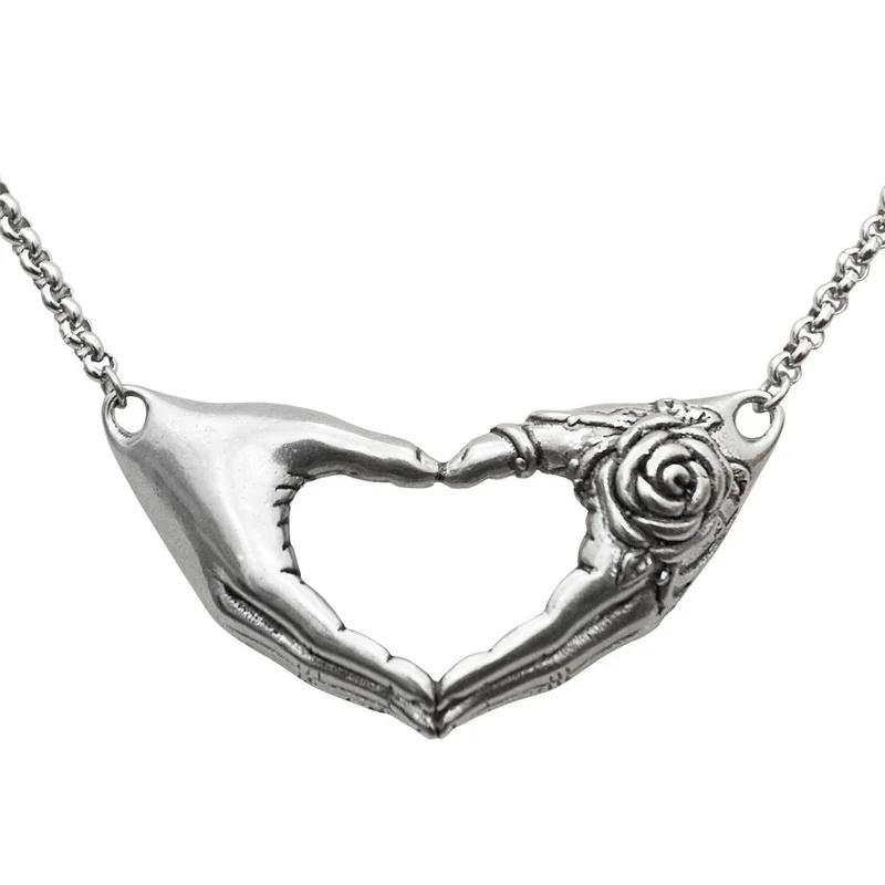 

New trend men's women's retro hand-held heart-shaped pendant necklace fashion punk gothic popular jewelry holiday gifts