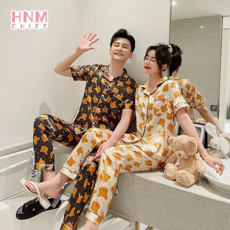 Пижамные комплекты Повседневная модная пижама с принтом для пар домашняя одежда