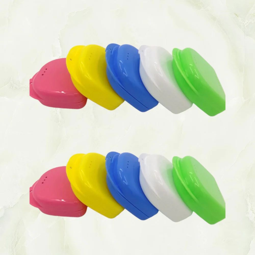 

10Pcs Tooth Socket Box Portable Braces Box Orthodontic Retainer Container Denture Holder Mixed Color