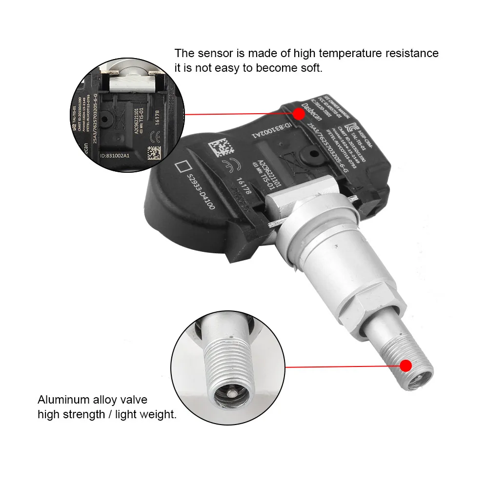 Датчик мониторинга давления в шинах SOPEDAR TPMS 433 МГц 52933-D4100 для KIA Optima Sportage Hyundai Elantra I30