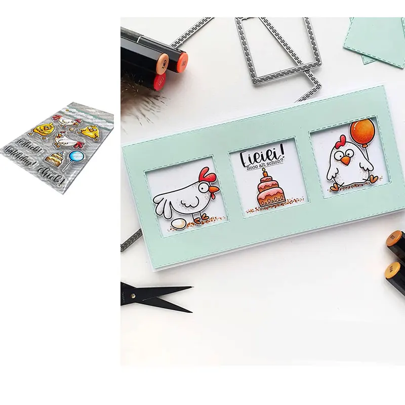 

Happy Hatch Day Chicken Birthday Balloon Metal Die Cutting 2021 New Diy Die Molds Scrapbooking Paper Make Albums Crafts Big Die