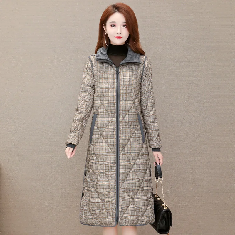 

Fashion women's jacket winter new lightweight down jacket cotton jacket temperament lapel mid-length thin jacket women coat