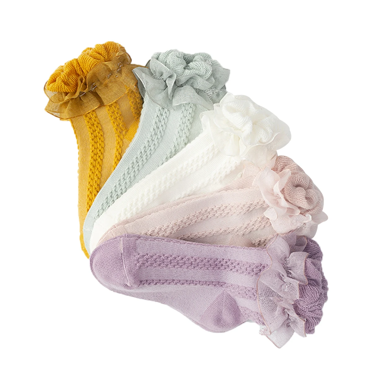 

Baby Kids Girl Lace Socks, Toddler Girl Lace Flounce Princess Socks Cable Knitted Cotton Stocking