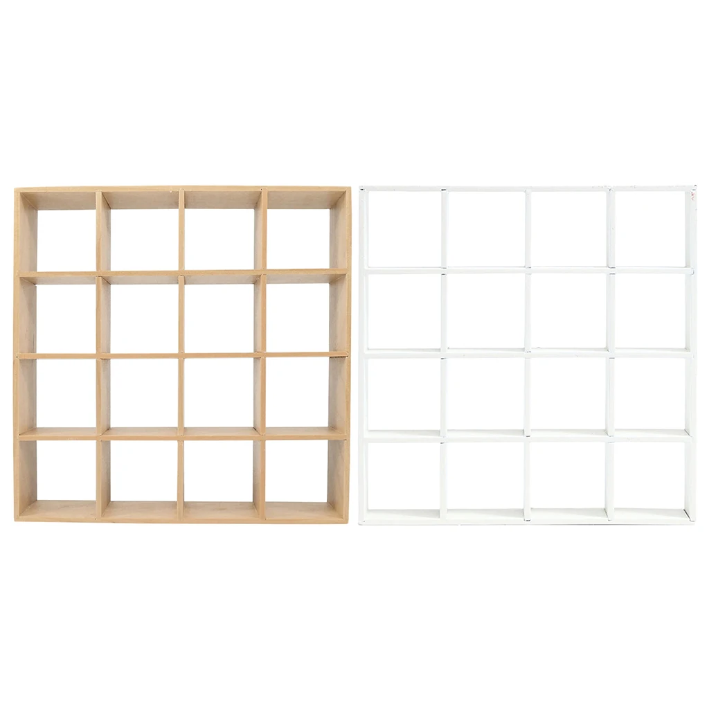 

1:12 Scale Dollhouse Wooden Furniture 4-Layers 16-Cube Display Shelf