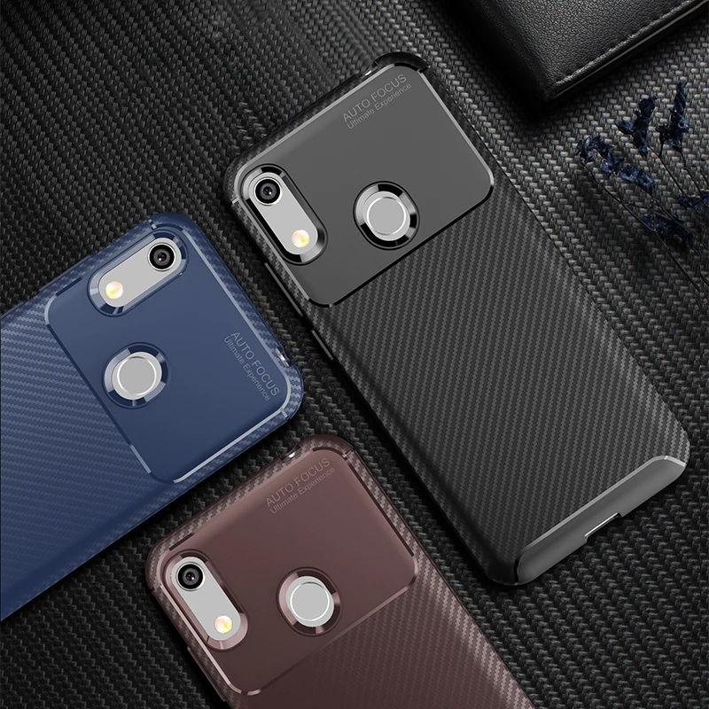 Для Honor 8A Pro Чехол Мягкий Силиконовый ТПУ из углеродного волокна Текстура