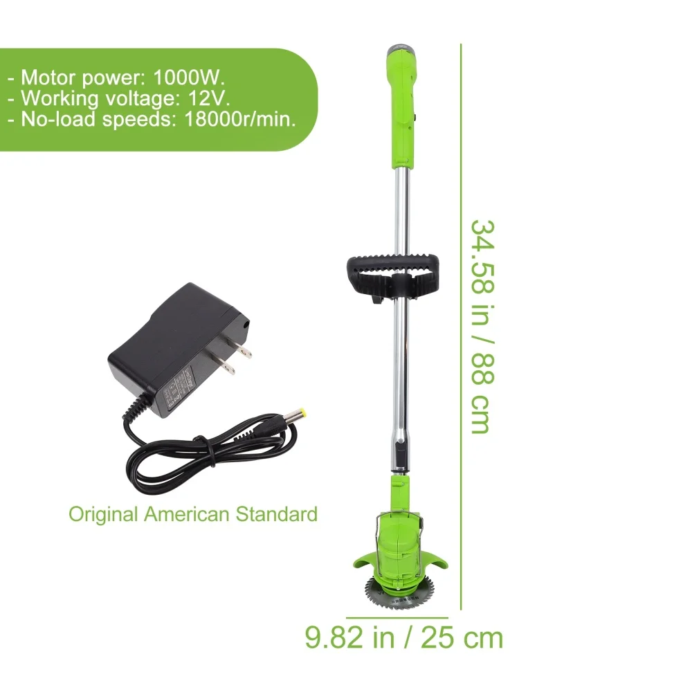 

1 Set 12V Cordless Grass Edger Handheld Grass Trimmer Tool with US Plug