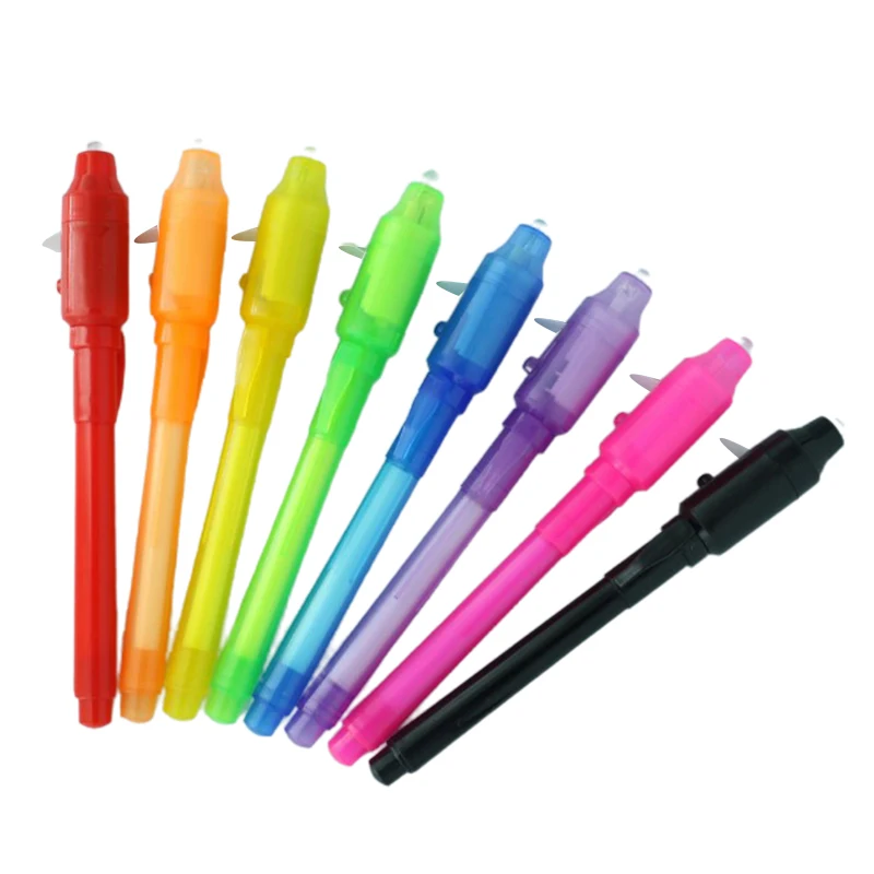 

1/3pcs 2 In 1 Magic Luminous Light Pen UV Writing Invisible Ink Pen Kid Toy