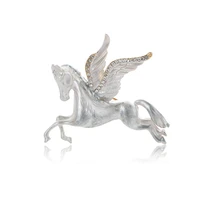 oi white miracle lucky horse wings brooches for women kids enamel alloy animal rhinestone crystal banquet party brooch pin