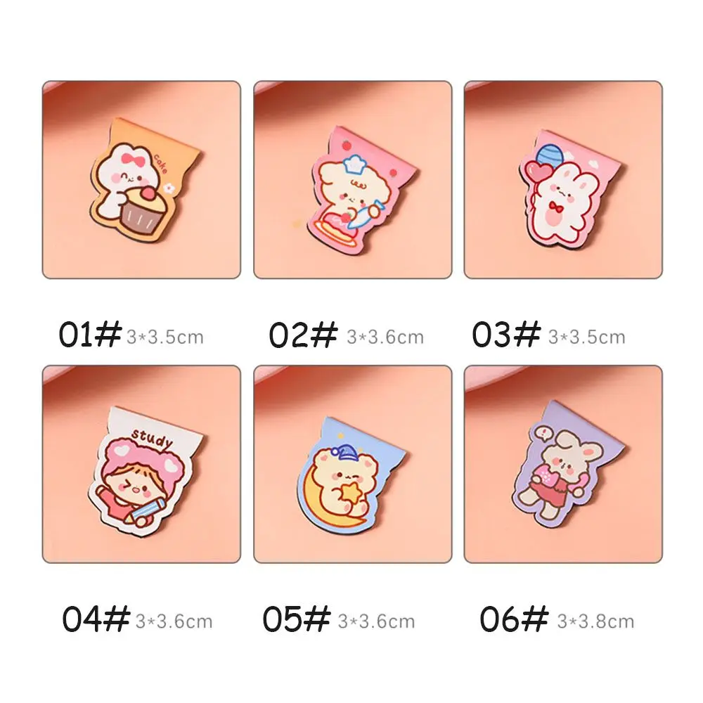 Cute Cartoon Bear Rabbit Magnetic Bookmarks Books Marker of Page INS Kawaii Stationery School Office Supply Paper Clips | Канцтовары для