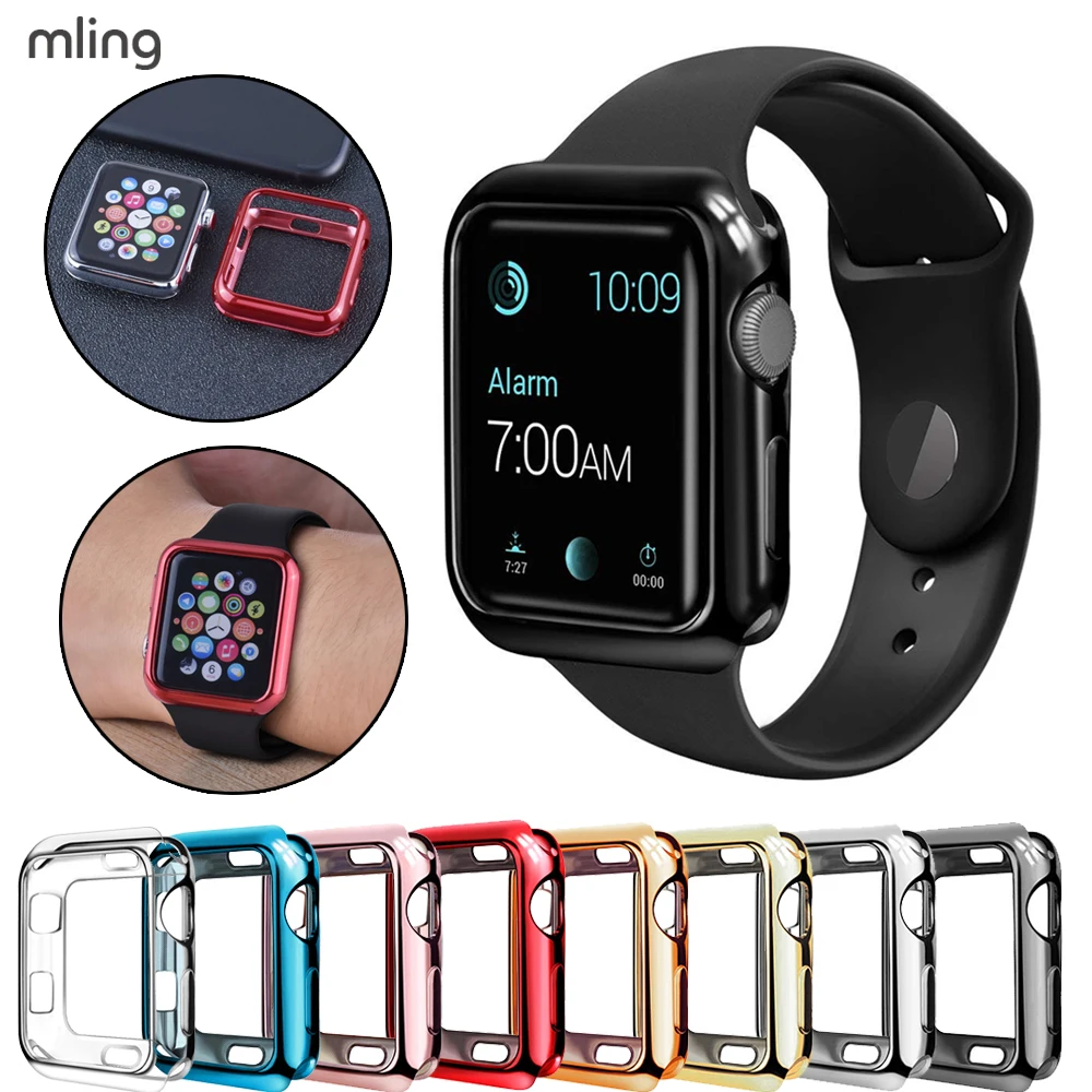 Мягкий чехол из ТПУ с Защитный для Apple Watch серии 1 2 3 38 мм 42 матовый гальваническим