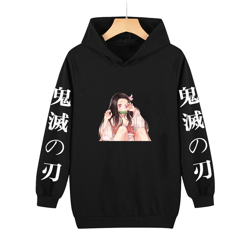 

Anime Demon Slayer Hoodies Men Women Fashion Nezuko Print Pullover Oversized Sweatshirt Boys Girls Harajuku Hip Hop Streetwear