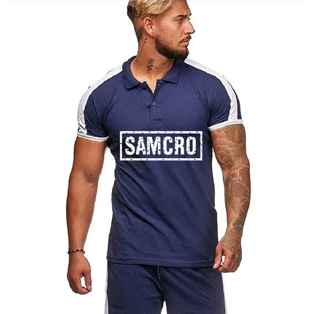 Летняя мужская футболка-поло с коротким рукавом SOA Sons of anarchy хлопковая Мужская