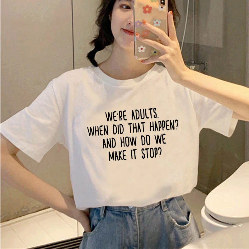 

Gray Anatomical T-shirt Lady You're My Person Letter Harajuku Ullzang Top T-shirt Korean Female T-shirt top tees