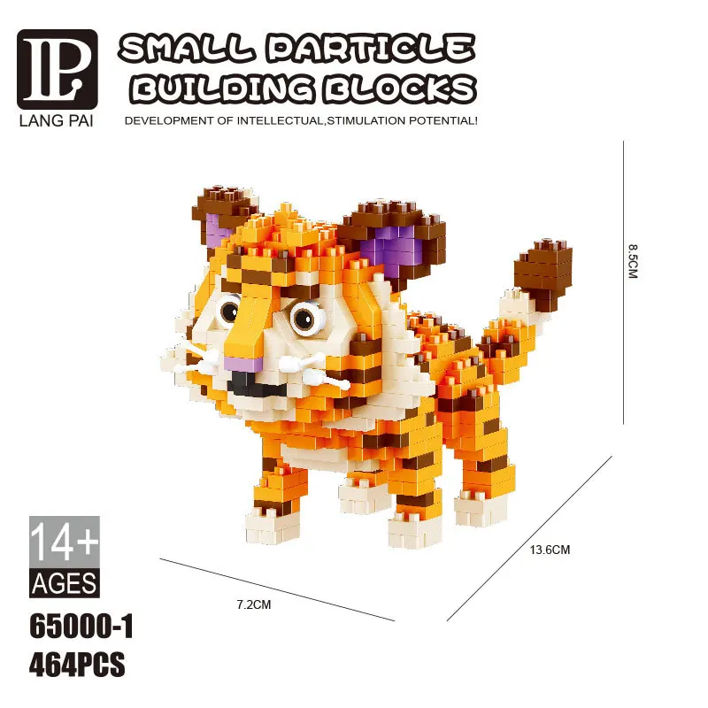 Мини-строительные блоки игрушки из маленьких частиц тигр леопард братья