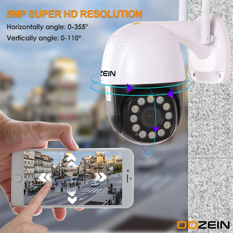 

2MP 5MP PTZ WiFi IP Camera Outdoor 5x Optical Zoom HD Full 30M IR Night Vision Waterproof Security Dome Camera AI Human Detect