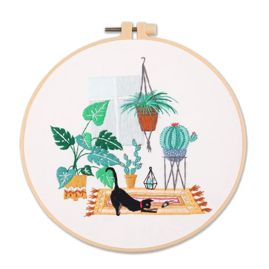 

DIY Cartoon Plants Embroidery Kits Flower Painting Handicrafts DIY Material Needlework Tools Beginner Cross Stitch Sewing Kit