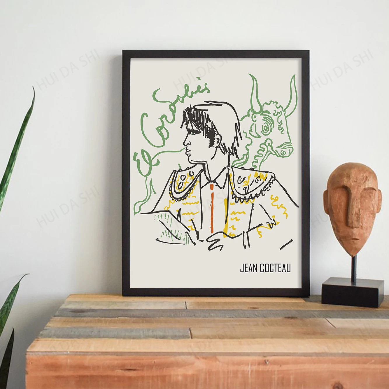 

Jean Cocteau Poster, Face Line Art Drawing, Scandi Print, MOMA Art Exhibition, Canvas Print Poster.