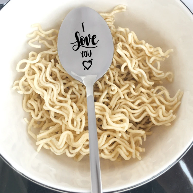 Ложки из нержавеющей стали персонализированные гравировальные столовые приборы