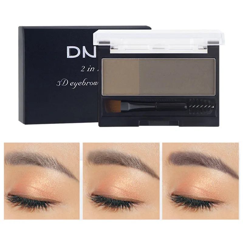 Тени для век макияж глаз 2 цвета водостойкая пудра бровей Палитра + штамп