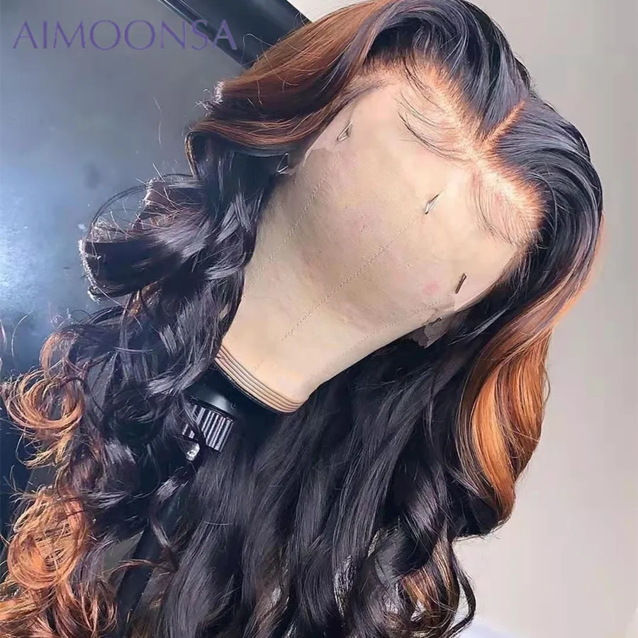 

13x4 Ombre Body Wave Orange Lace Front Wigs Honey Blonde Human Hair Wigs For Black Women Pre Plucked Brazilian 150% Remy Hair