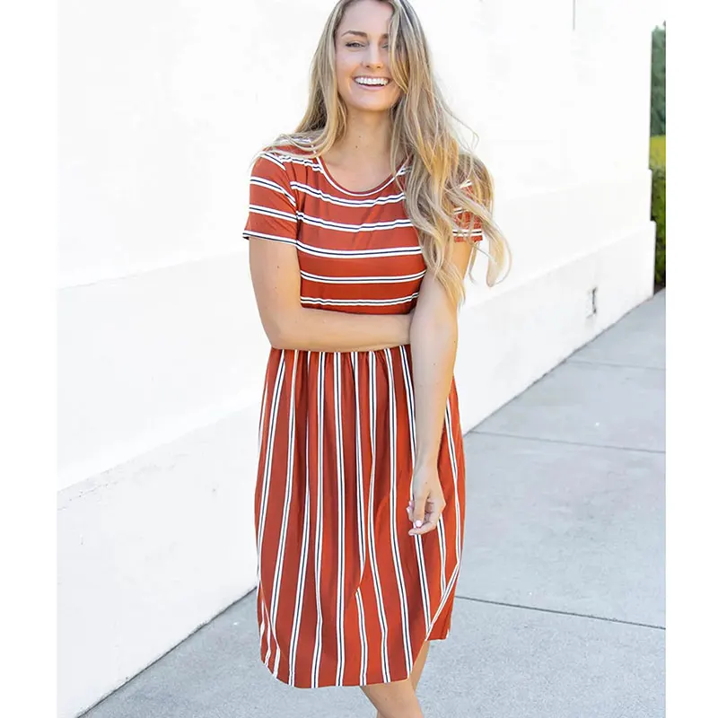 

Платье-рубашка женское средней длины, с запахом, в полоску, 2022