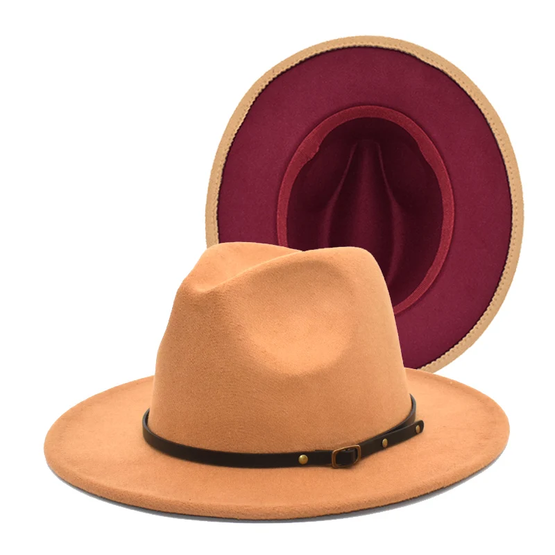 New Fedora Hat Women Cowboy Jazz Hat Unisex Belt Wide Brim Winter Keep Warm Panama Party bowler Hat F107