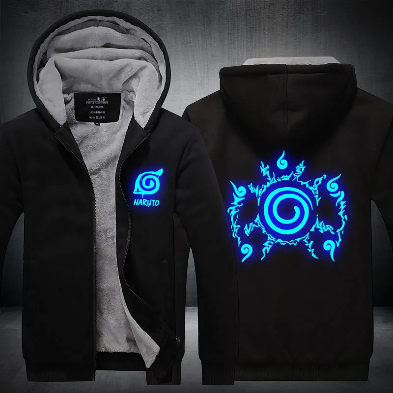 Большие размеры S-5XL Мужчины Женщины аниме Светоотражающие Толстовка Наруто