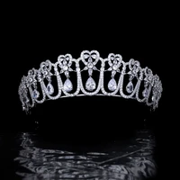 funmode new water drop cubic zirconia women bridal hair accessories tiara crown for female hairbands jewelry wholesale fc08